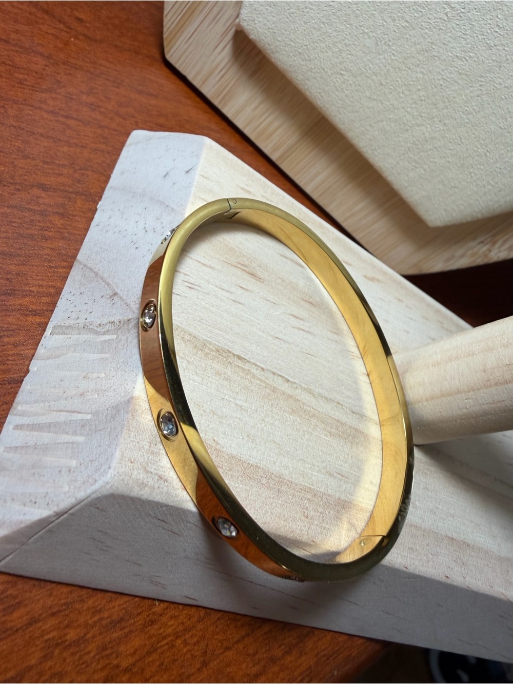 Gold-tone Crystal Accent Bangle Bracelet